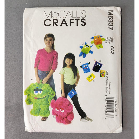 McCalls Sewing Pattern #M6337 Monster Backpack Toys Craft 2011 UNCUT - Picture 1 of 4